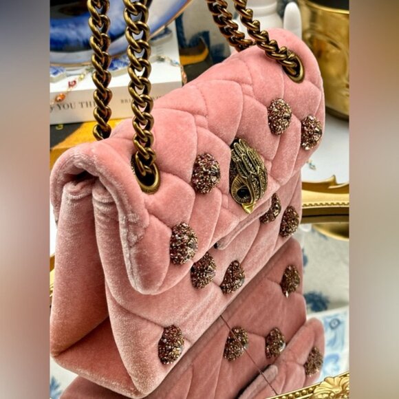 🆕 KURT GEIGER LONDON 🧿 NWOT Kensington Mini Embellished Velvet Crossbody, Pink - Picture 5 of 16